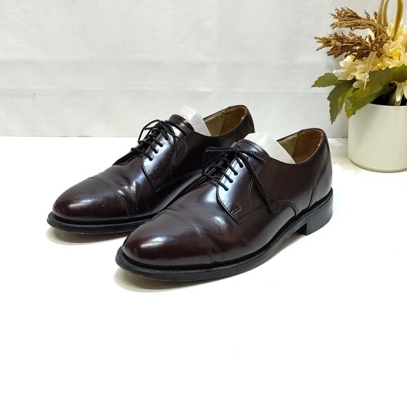 Bostonian Impression Leather Oxford Men 8.5 Leather Sole D/B Width Brown Cap Toe - Picture 2 of 11